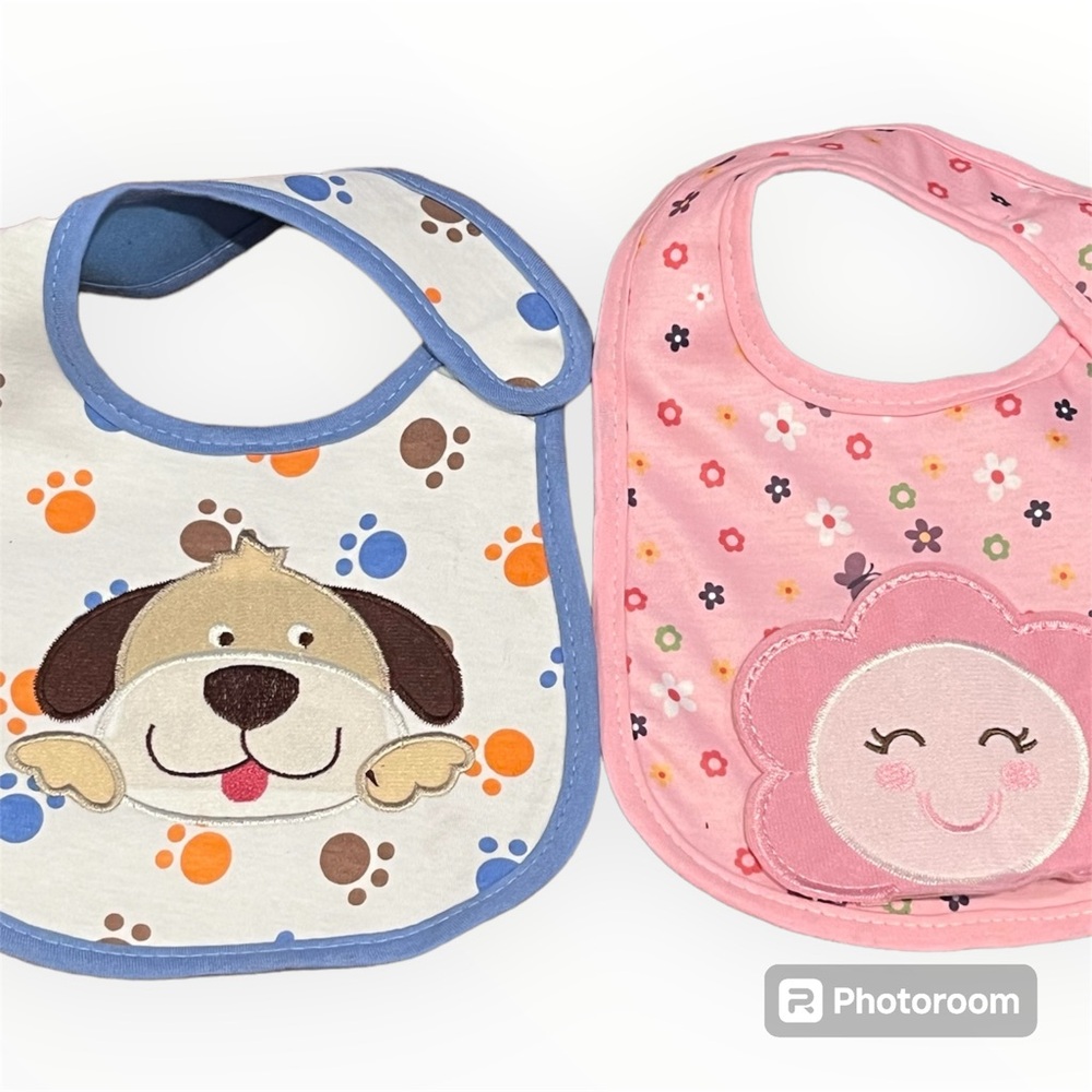 Set of 2 dog and flower bibs, NWOT